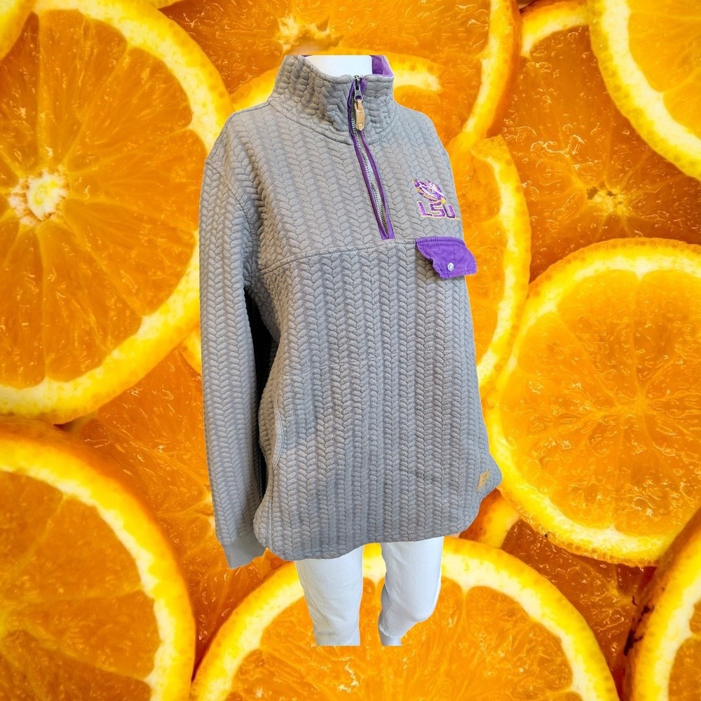 Pressbox LSU Tigers Pullover Quilted Quarter Zip Sweatshirt Women's Large